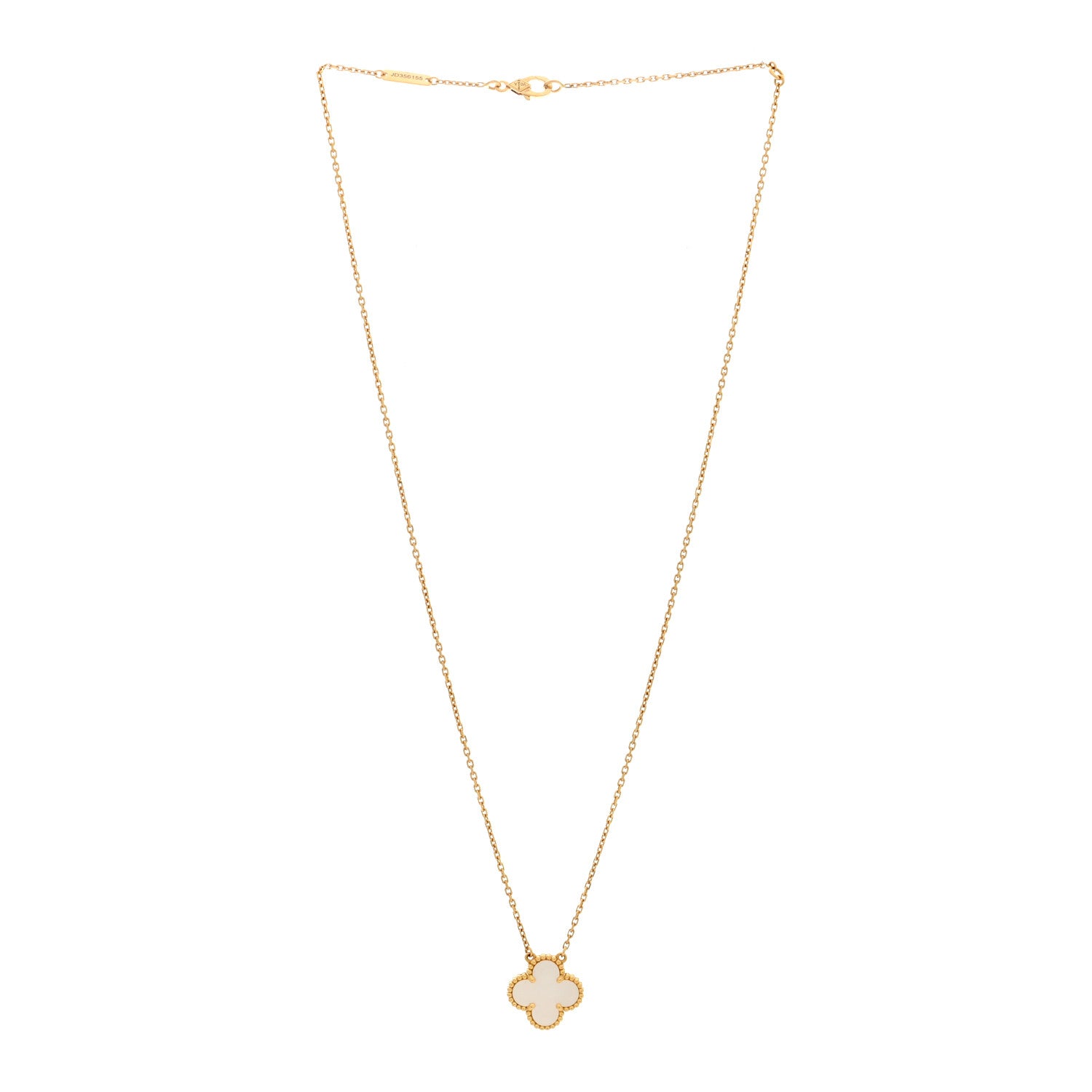 Van Cleef & Arpels 18K Yellow Gold Mother of Pearl Vintage Alhambra Pendant Necklace 3 of 5