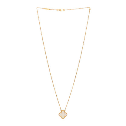 Van Cleef & Arpels 18K Yellow Gold Mother of Pearl Vintage Alhambra Pendant Necklace 3 of 5