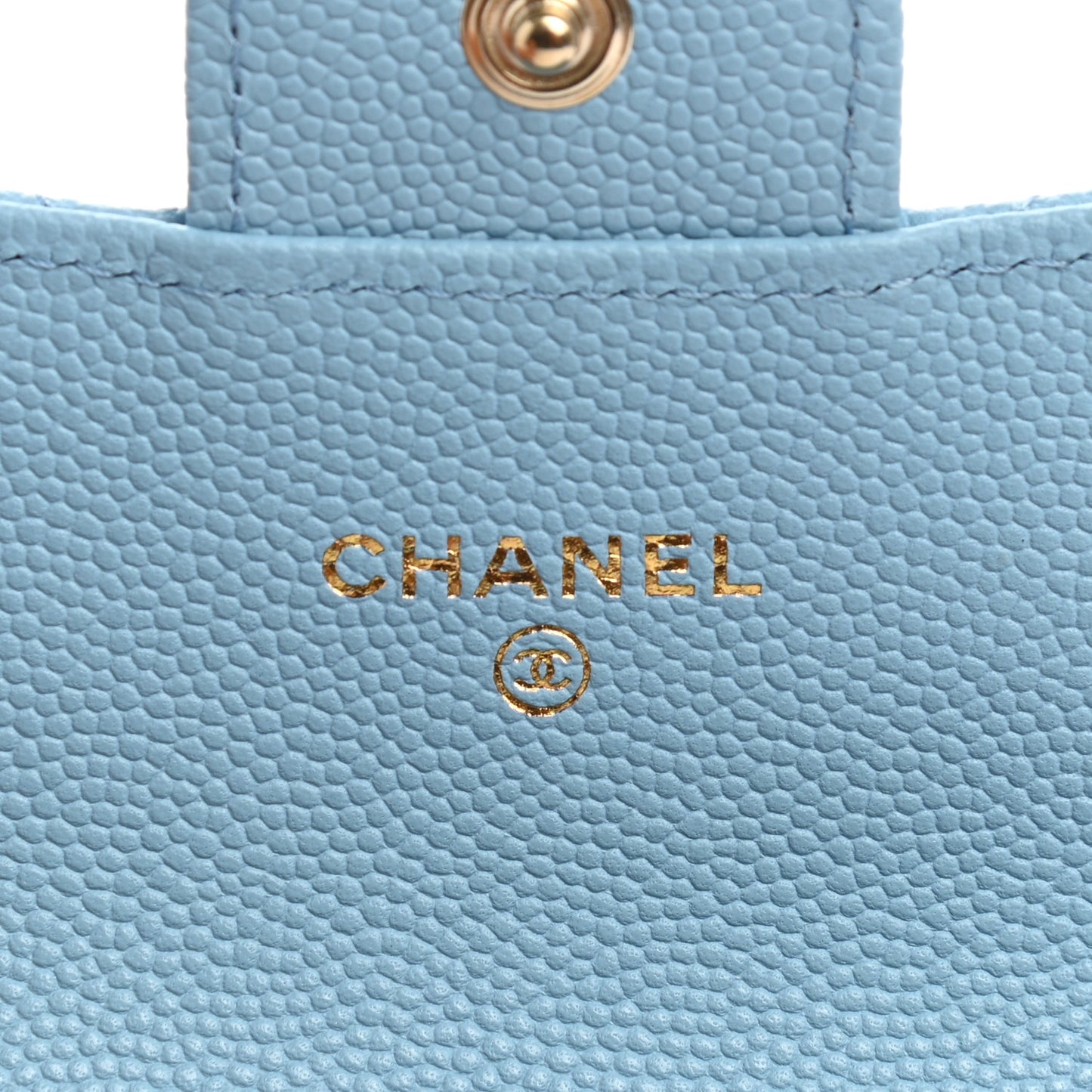 Caviar Quilted Flap Card Holder Wallet Light Blue