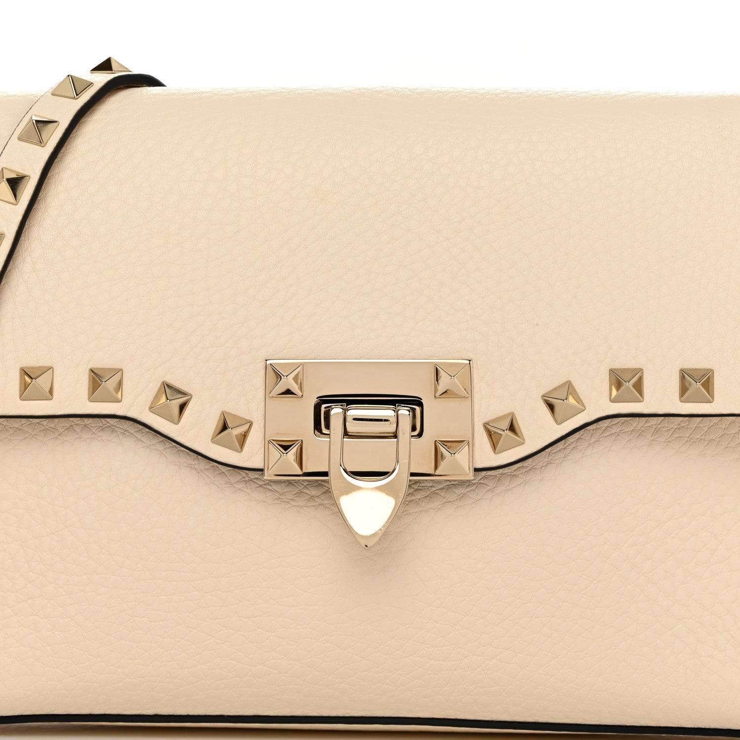 Valentino Garavani Pebbled Calfskin Medium Rockstud Flip Lock Crossbody Bag Light Ivory 7 of 10