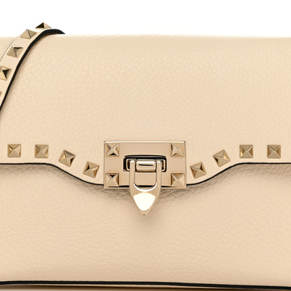Valentino Garavani Pebbled Calfskin Medium Rockstud Flip Lock Crossbody Bag Light Ivory 7 of 10