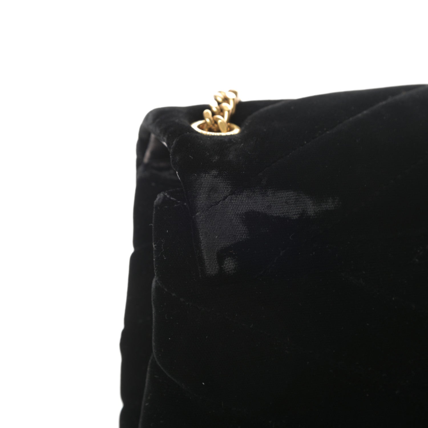 Saint Laurent Velvet Y Quilted Monogram Small Loulou Chain Satchel Black 16 of 17