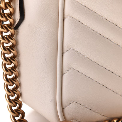 Gucci Calfskin Matelasse Medium GG Marmont Chain Shoulder Bag Mystic White 10 of 12