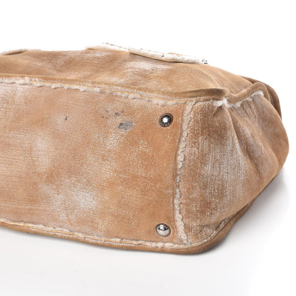 Prada Shearling Flap Shoulder Bag Beige 7 of 12