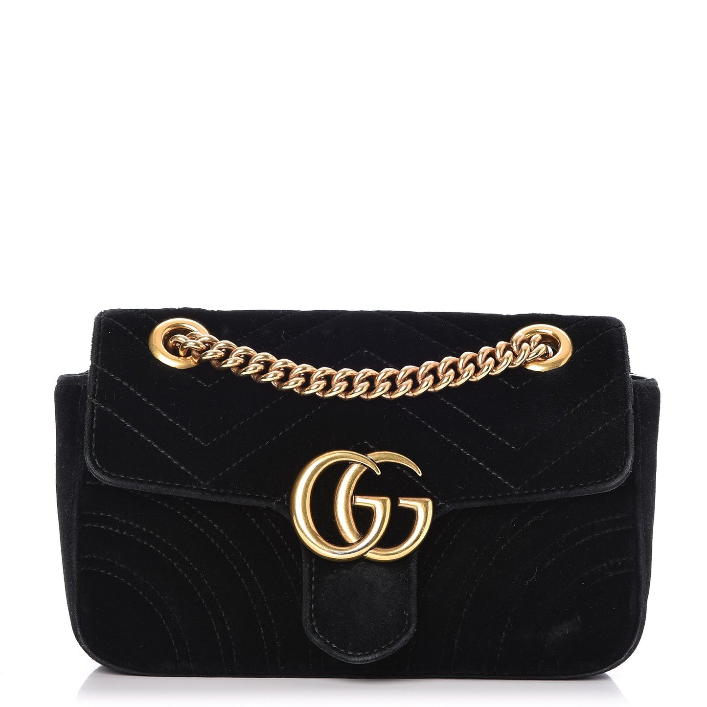 Velvet Matelasse Mini GG Marmont Shoulder Bag Black