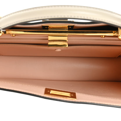 Fendi Vitello King Luxor Shiny Nappa Medium Peekaboo I SEE U East West Satchel White Light Rose 5 of 13