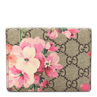 Gucci GG Supreme Monogram Blooms Card Case Beige Multicolor Dry Rose 1 of 10