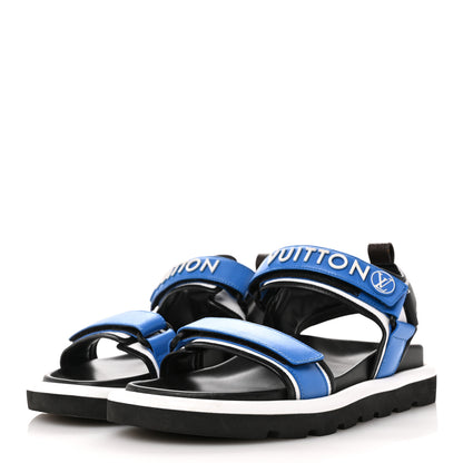 Louis Vuitton Calfskin Monogram Pool Pillow Flat Comfort Sandals 41 Blue 4 of 10