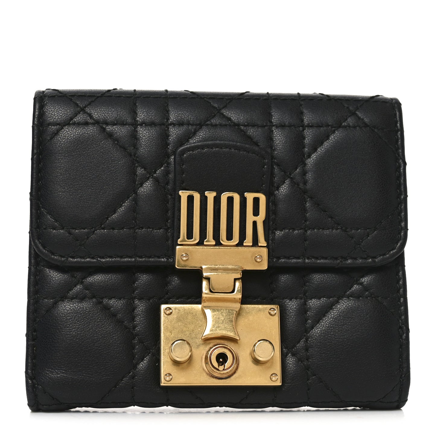 Lambskin Cannage Dioraddict Flap Wallet Black