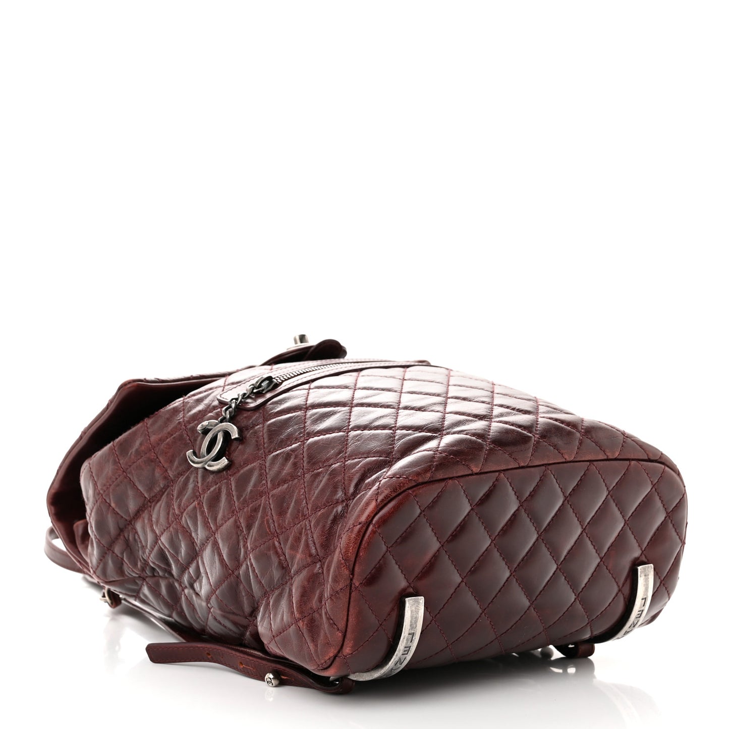 Glazed Calfskin Quilted Large Salzburg Backpack Burgundy