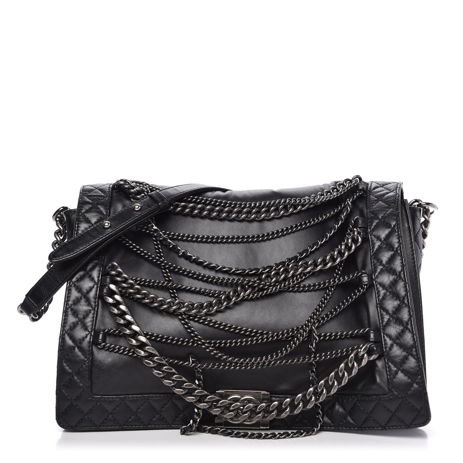 Chanel Calfskin Enchained XL Boy Flap Black 1 of 9