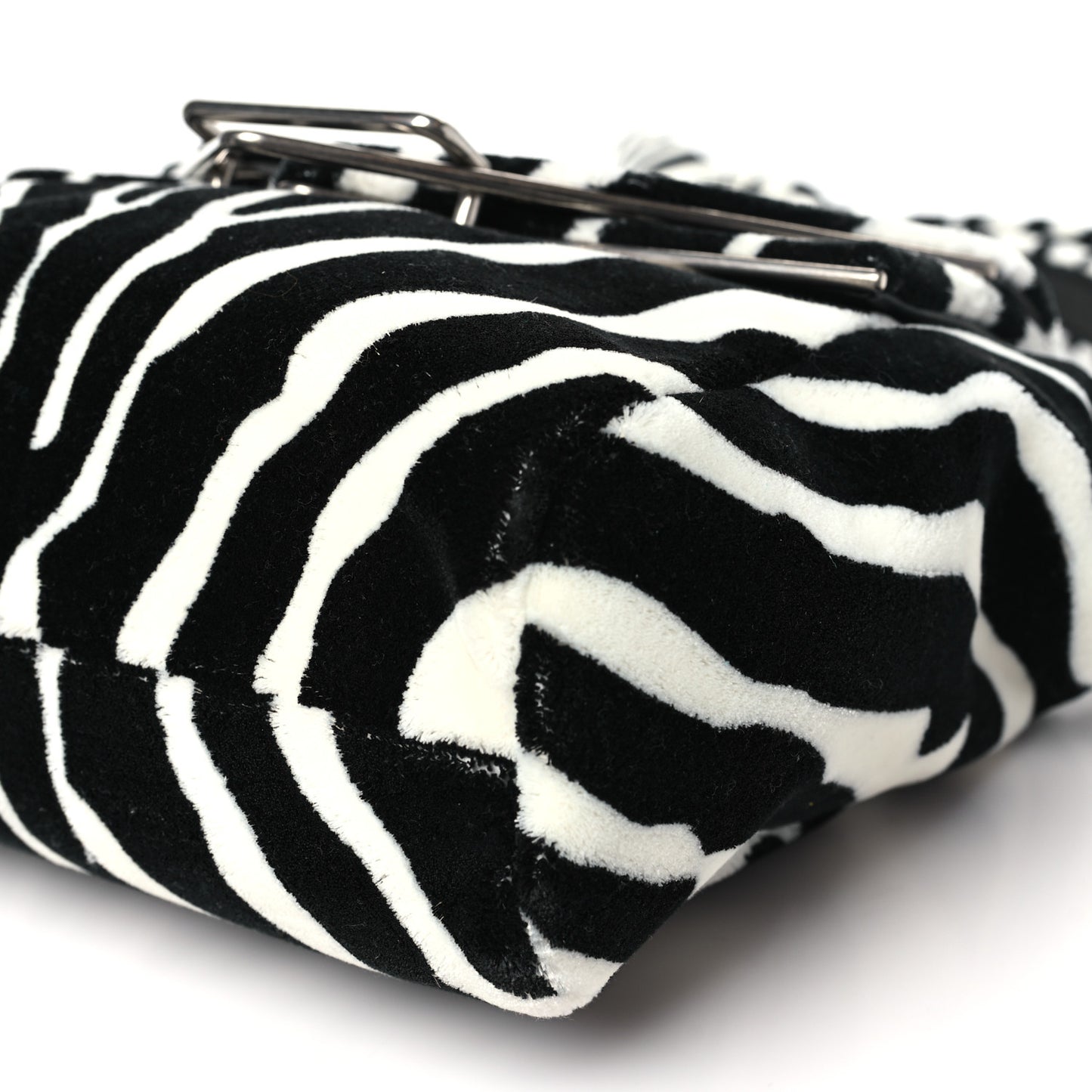 Tufted Zebra Clip Bag Black White