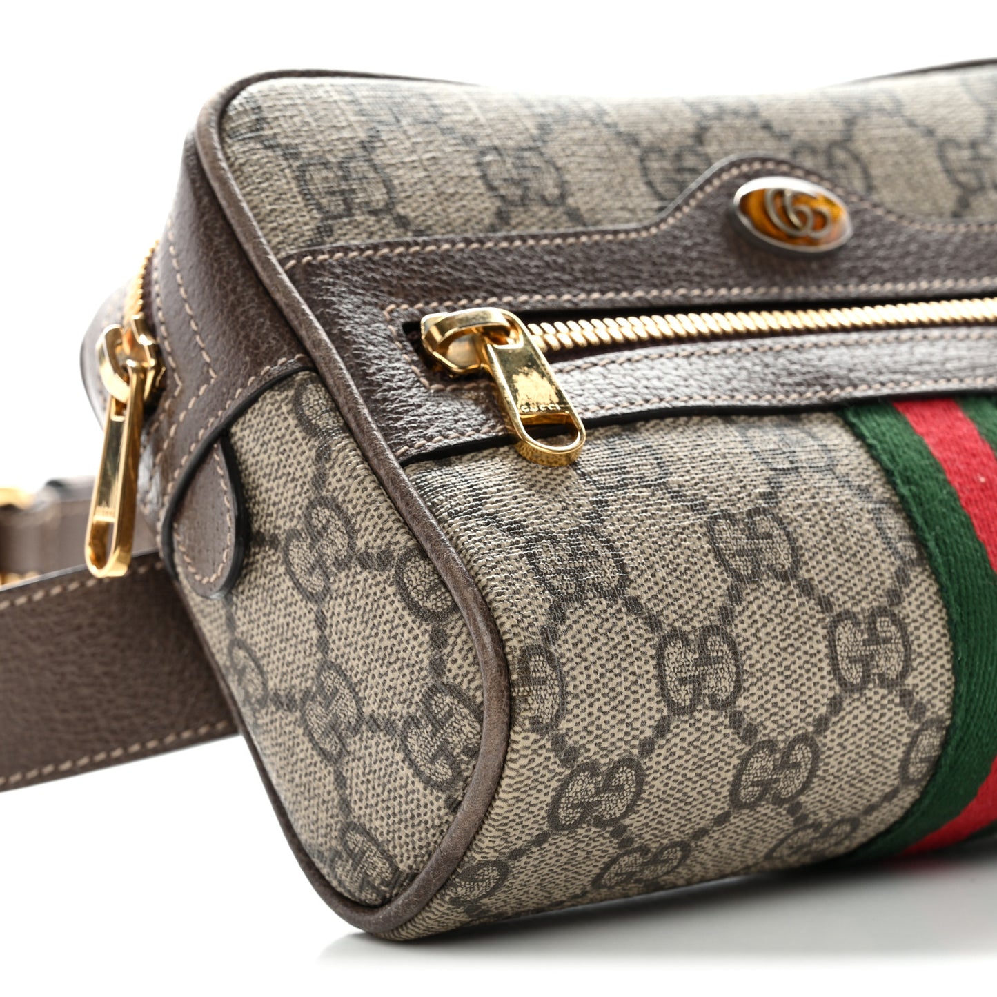 GG Supreme Monogram Web Small Ophidia Belt Bag 75 30 Dark Brown