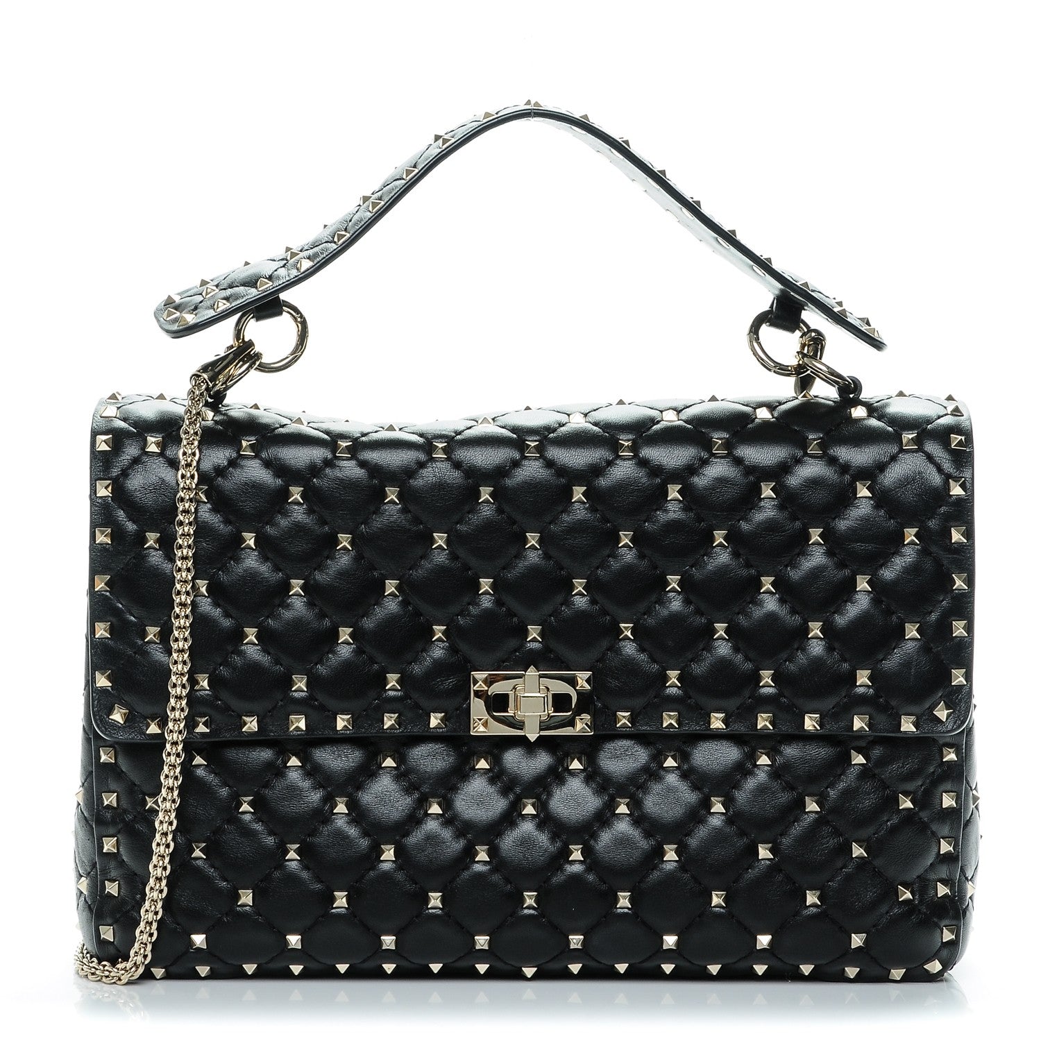 Valentino Garavani Nappa Large Rockstud Spike Shoulder Bag Black 1 of 6