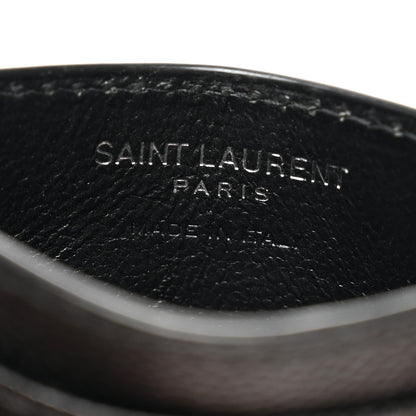 Saint Laurent Grain De Poudre Matelasse Chevron Monogram Credit Card Case Black 6 of 8