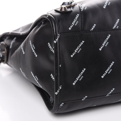 Balenciaga Veau Allover Logo Classic Hardware City Black White 8 of 10