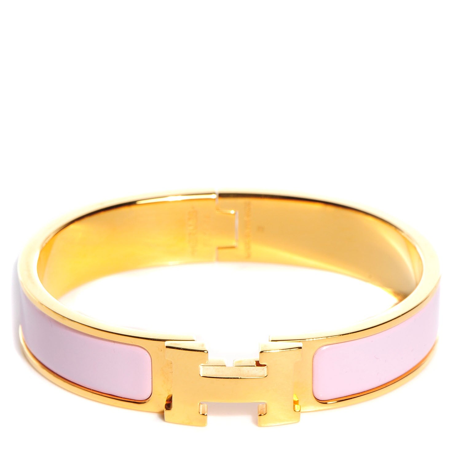Hermes Narrow Enamel H Bracelet GM Rose Dragee 1 of 6