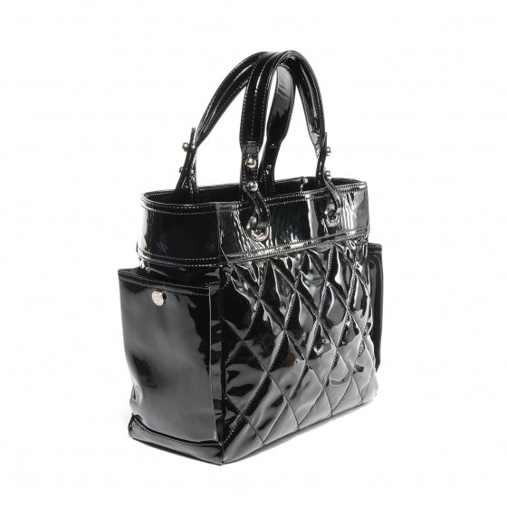 Vinyl Quilted Paris Biarritz Large Tote Black