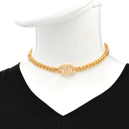 Chanel Crystal Chain Link CC Choker Necklace Gold 2 of 7