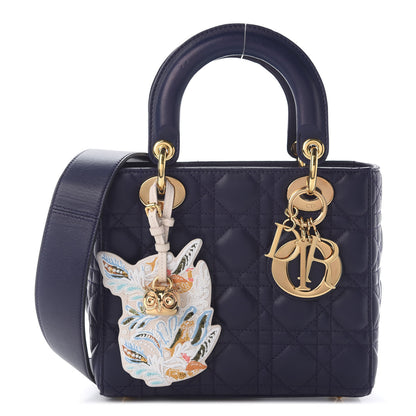 Christian Dior Lambskin Cannage Small Jeweled Owl Lady Dior Blue 1 of 7