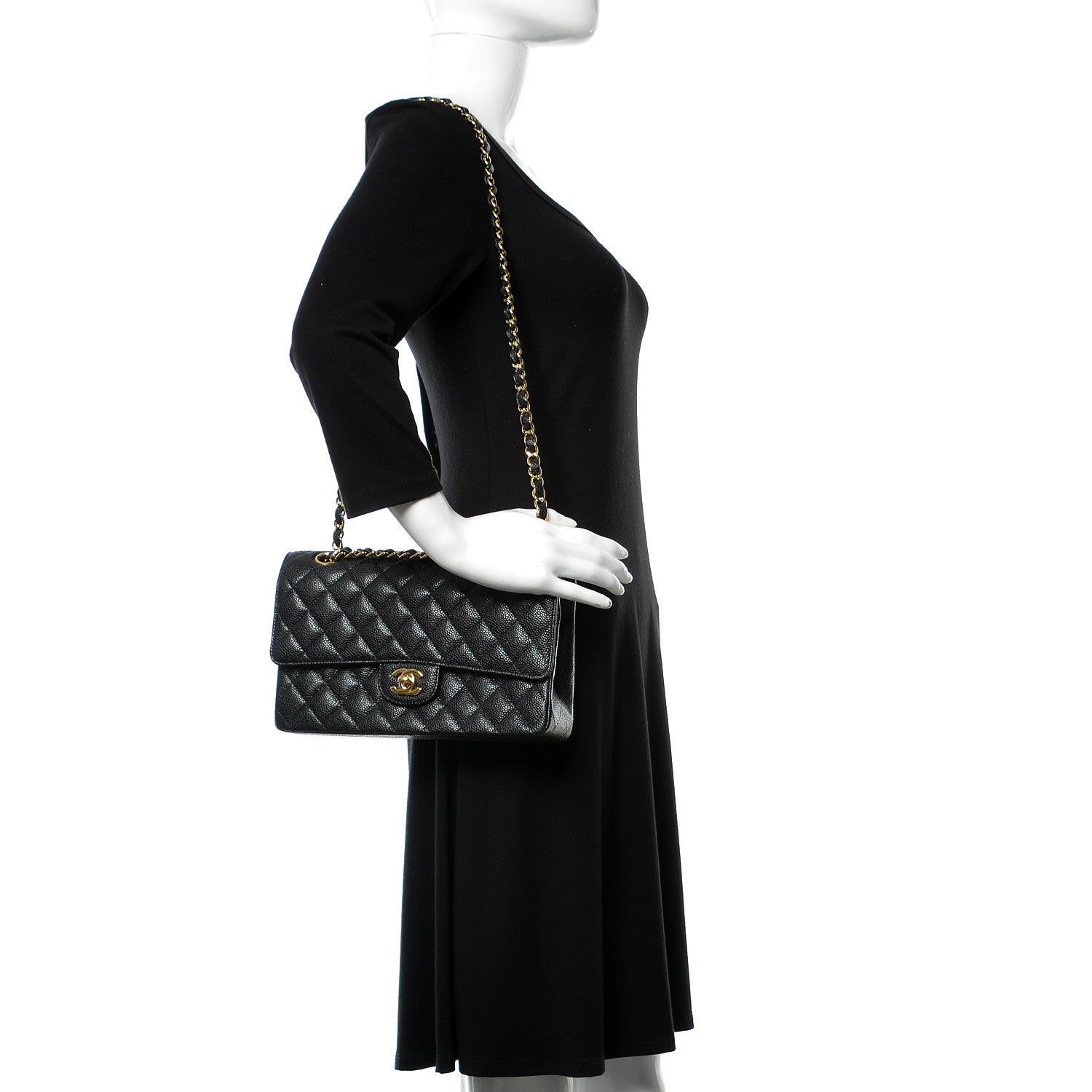 Chanel Caviar Quilted Medium Double Flap Black 2 of 10
