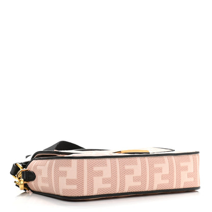 Fendi Canvas Vitello King FF Embroidered Baguette Rosa Quarzo Black 4 of 10