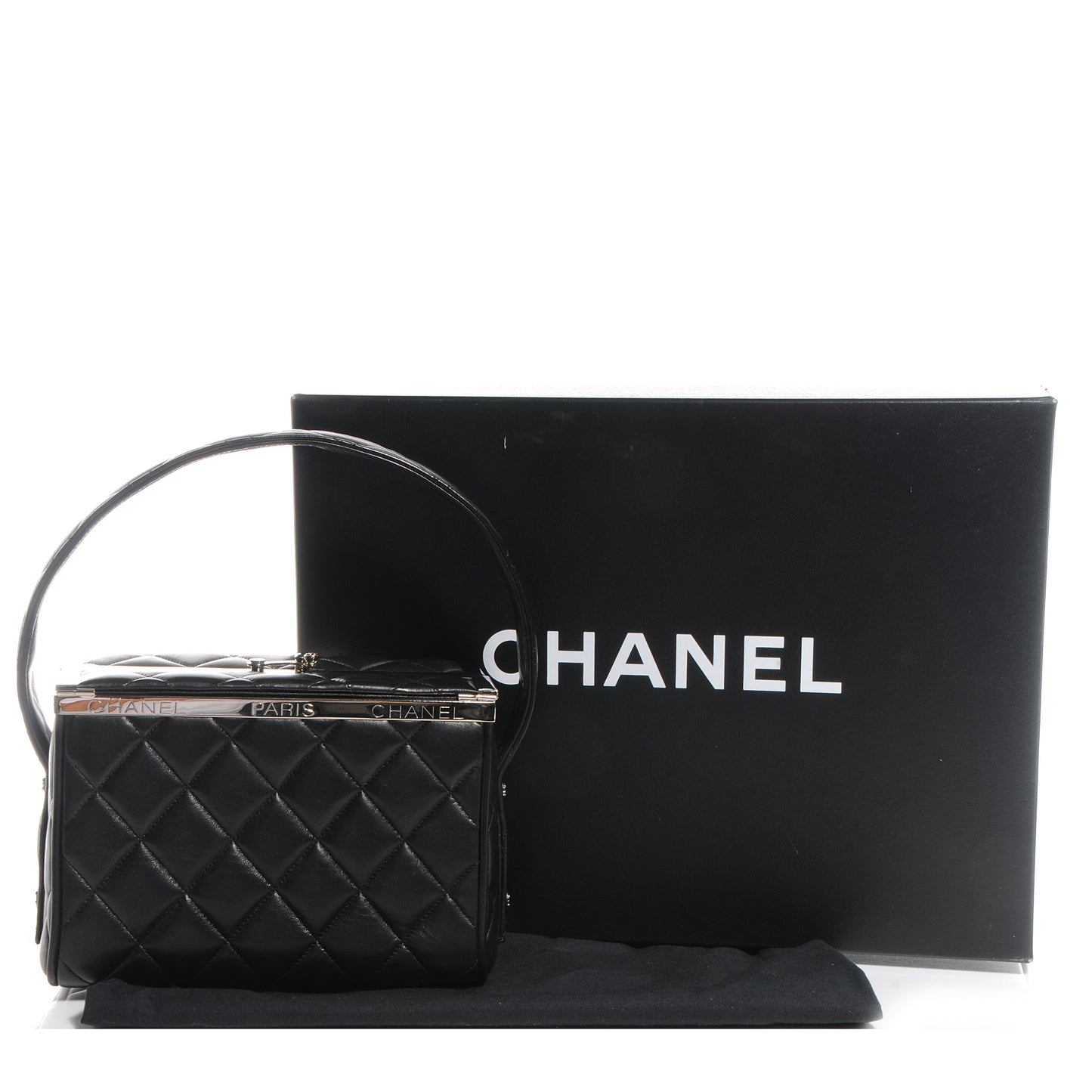 Lambskin Quilted Box Bag Black