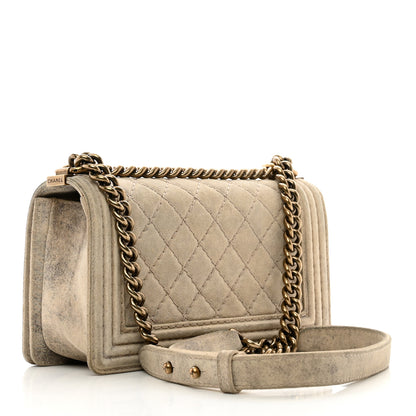 Chanel Iridescent Calfskin Quilted Medium Boy Flap Beige 3 of 10