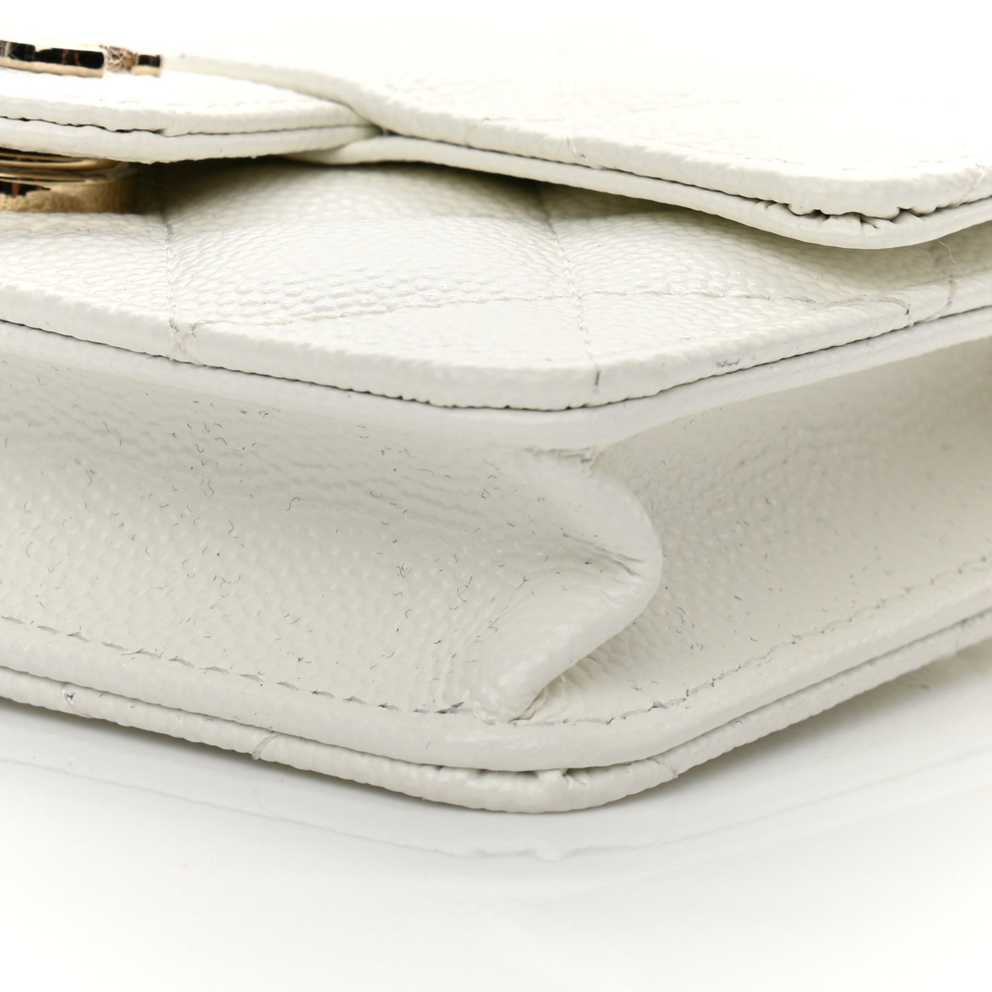 Caviar Quilted Mini Chain Bag White