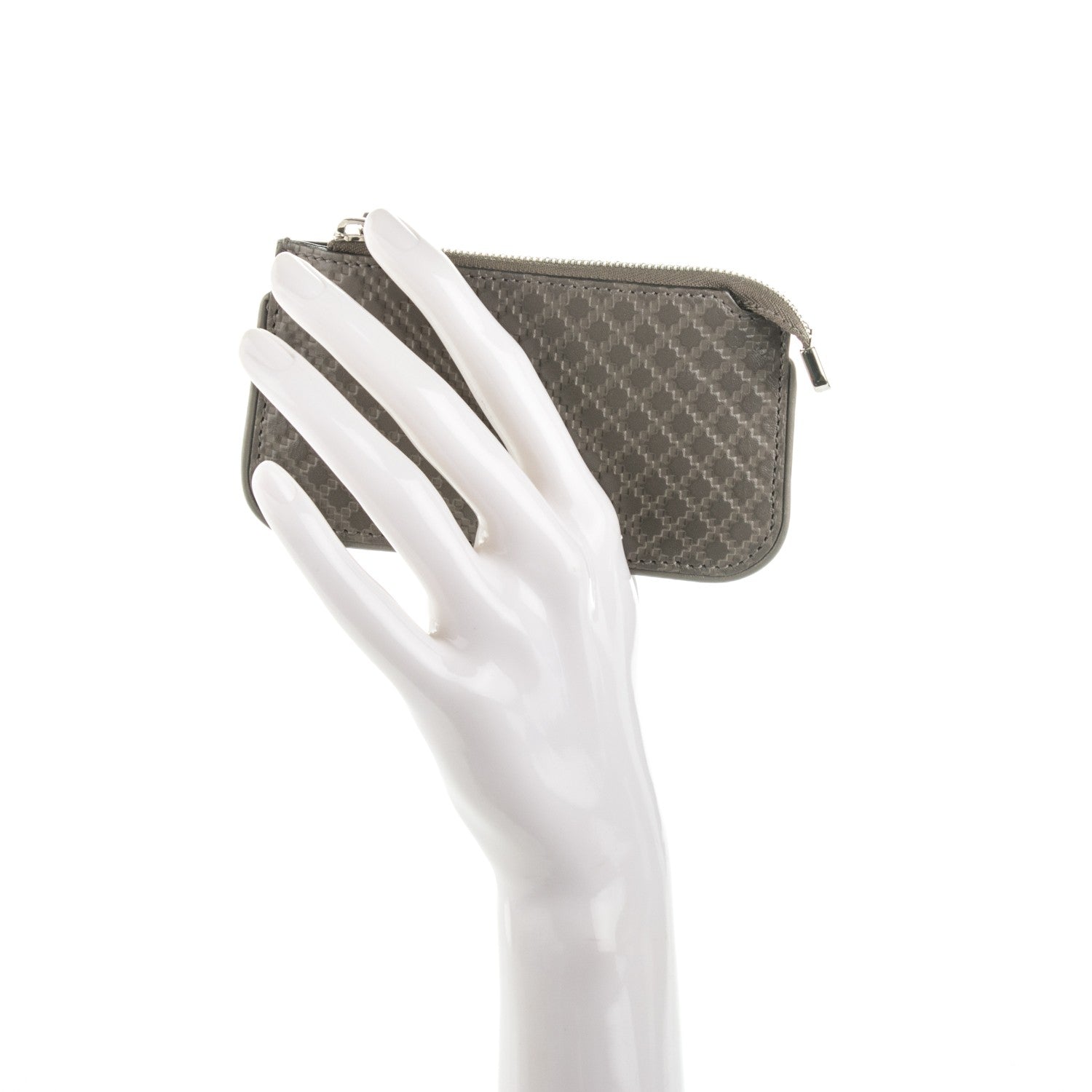 Gucci Calfskin Diamante Embossed Key Case Grey 2 of 7