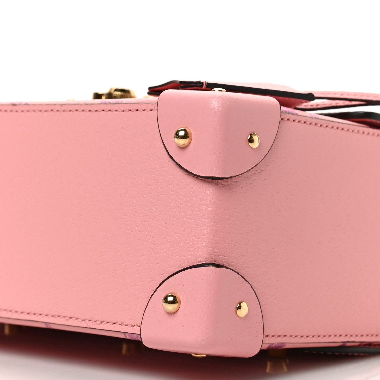 Gucci Textured Dollar Calfskin Berry Print Small Padlock Bamboo Shoulder Bag Pink Purple 9 of 9