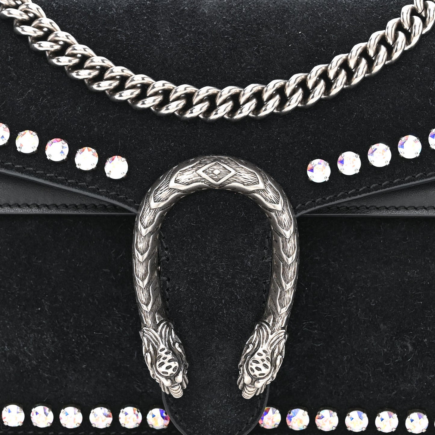 Suede Crystal Small Dionysus Shoulder Bag Black