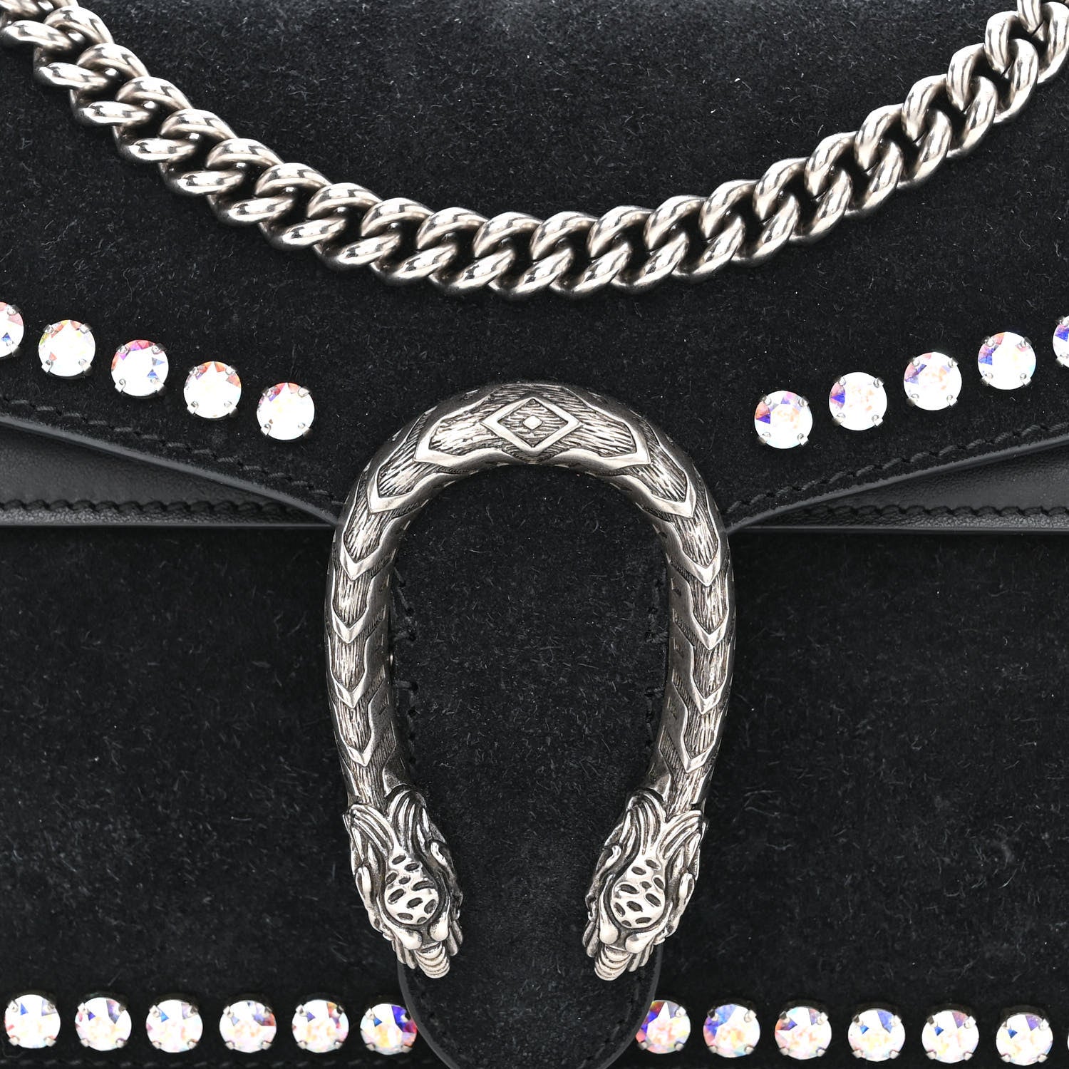 Gucci Suede Crystal Small Dionysus Shoulder Bag Black 8 of 10