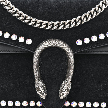 Gucci Suede Crystal Small Dionysus Shoulder Bag Black 8 of 10