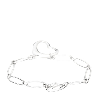 Tiffany Sterling Silver Elsa Peretti Open Heart Oval Link Charm Bracelet 3 of 4