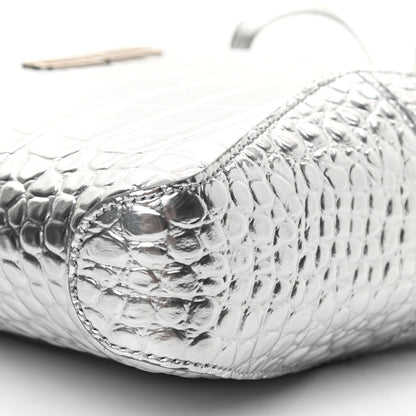 Balenciaga Metallic Super Supple Calfskin Crocodile Embossed Small XX Bag Silver 8 of 9