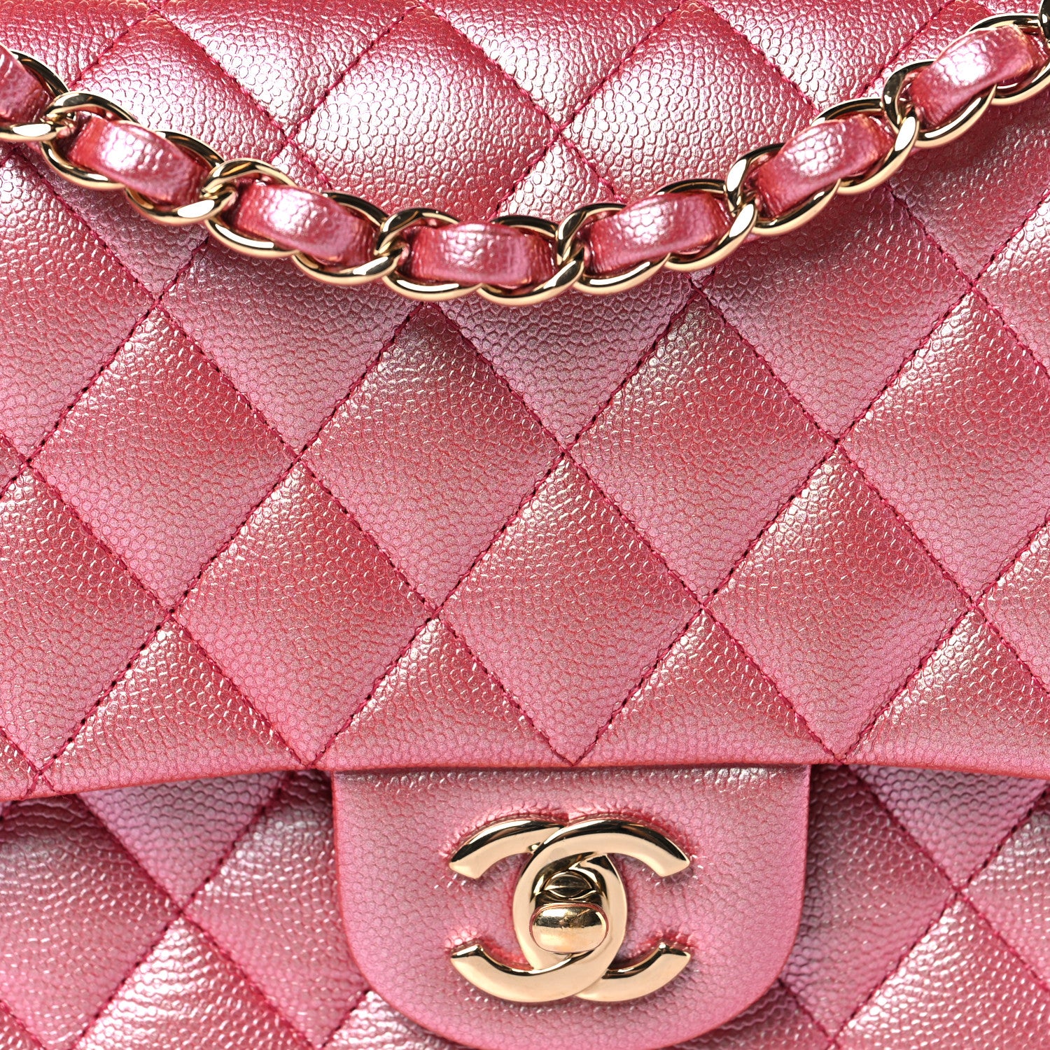 Chanel Iridescent Caviar Quilted Medium Double Flap Dark Pink 8 of 10