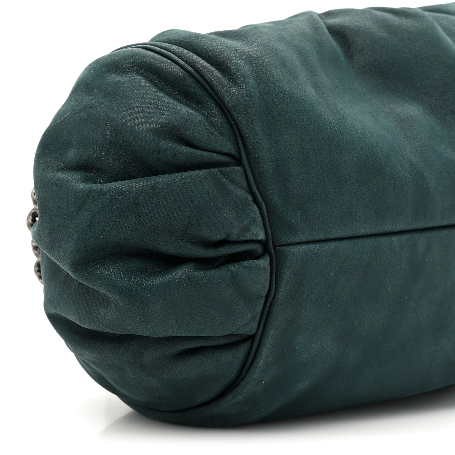 Iridescent Calfskin Midnight Stones Clutch Dark Green