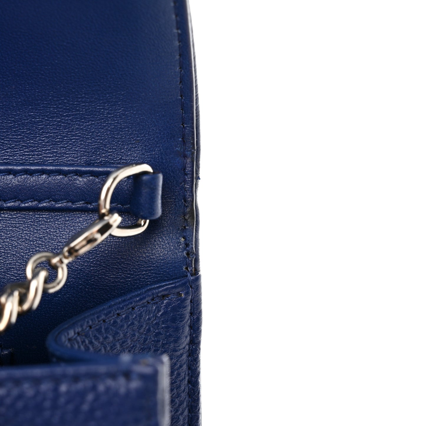 Grained Calfskin Diorama Wallet on Chain Pouch Blue