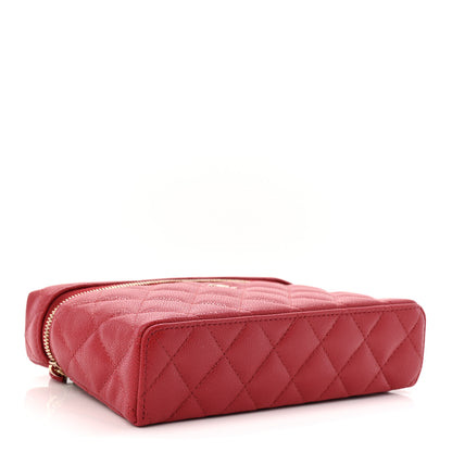 Chanel Caviar Quilted Top Handle Slim Vanity With Chain Red 4 of 10