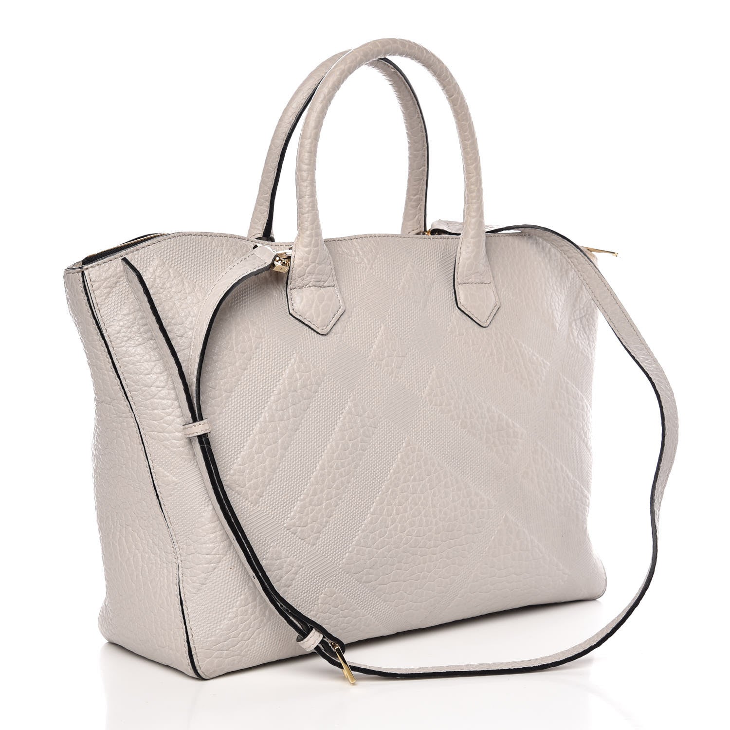 Burberry Heritage Grain Check Embossed Medium Dewsbury Tote Stone White 4 of 11