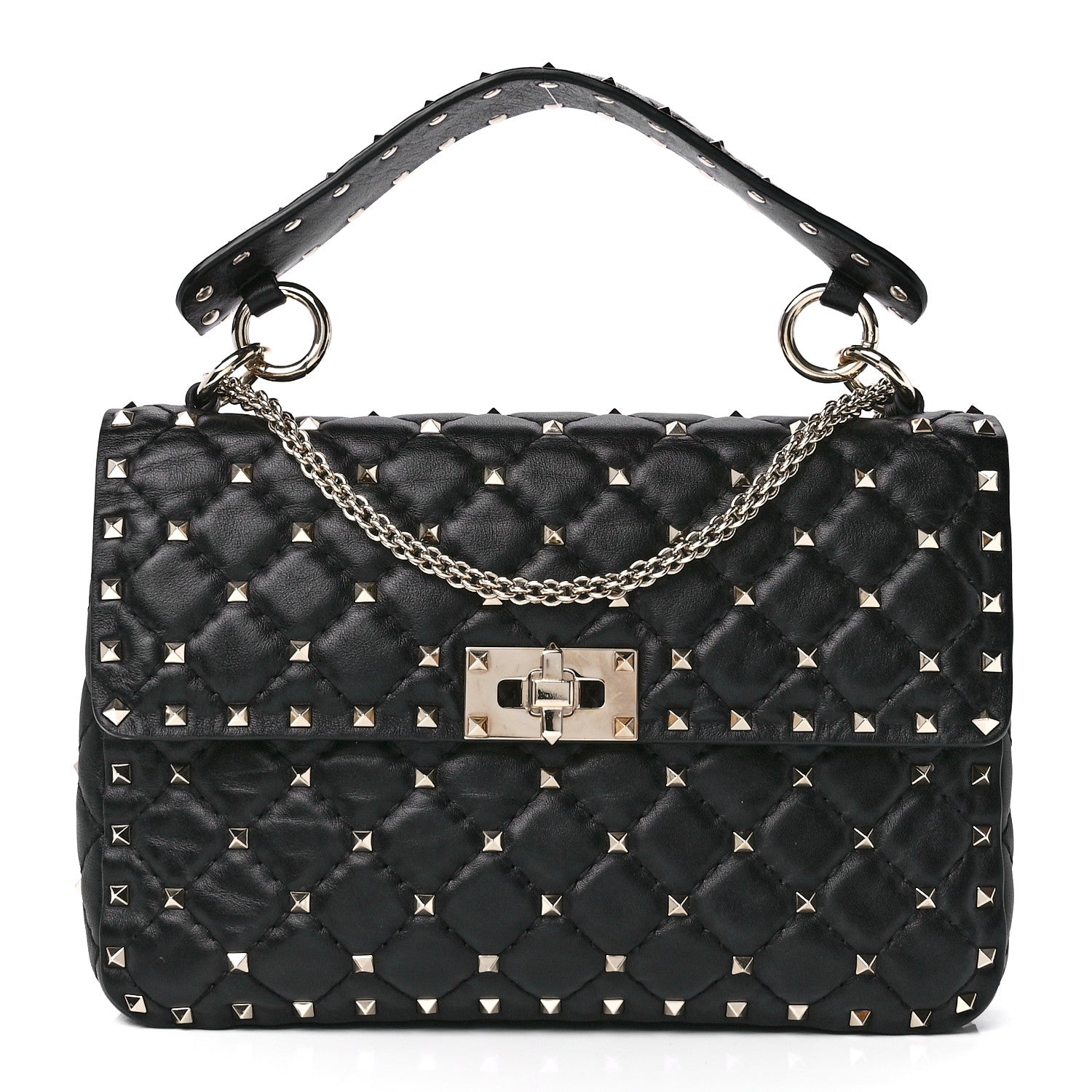 Valentino Garavani Lambskin Medium Rockstud Spike Shoulder Bag Black 1 of 10