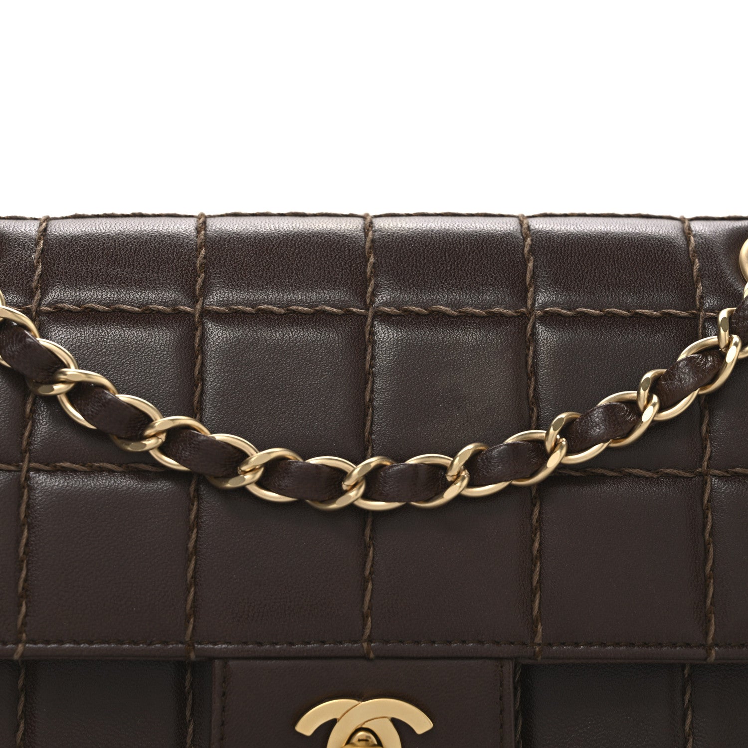 Chanel Lambskin Square Double Stitch Flap Dark Brown 9 of 11
