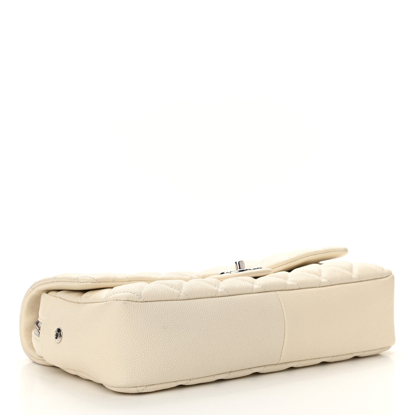 Caviar Quilted Jumbo Easy Flap Dark White