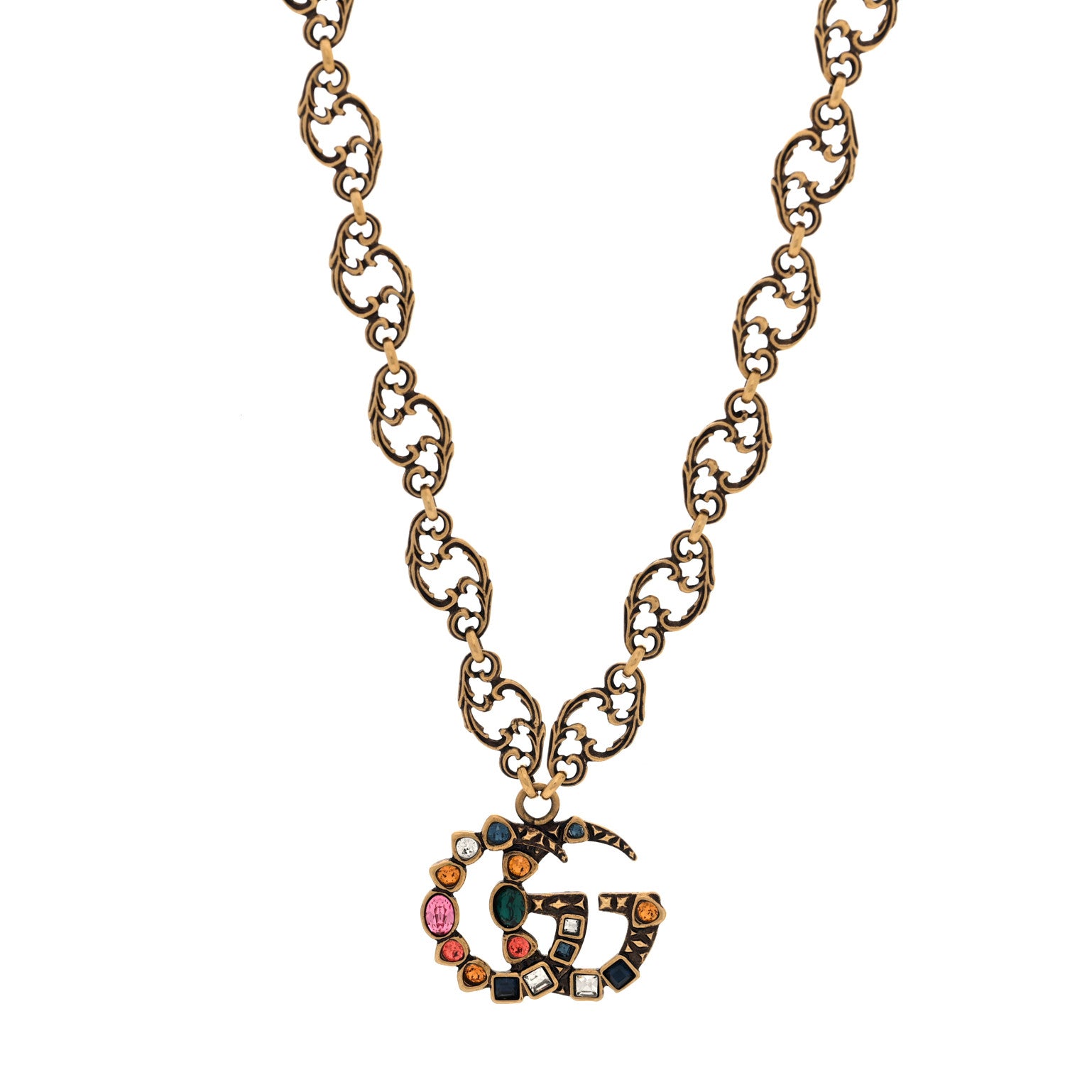 Gucci Crystal Marmont Necklace Aged Gold Multicolor 1 of 4