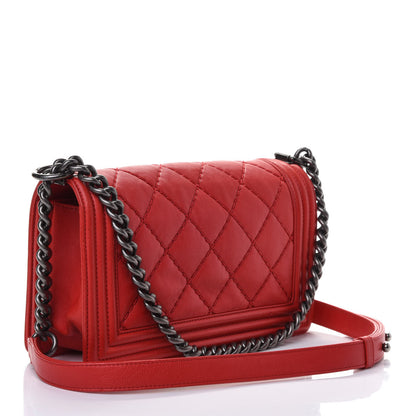 Chanel Calfskin Quilted Double Stitch Medium Boy Flap Red 2 of 4