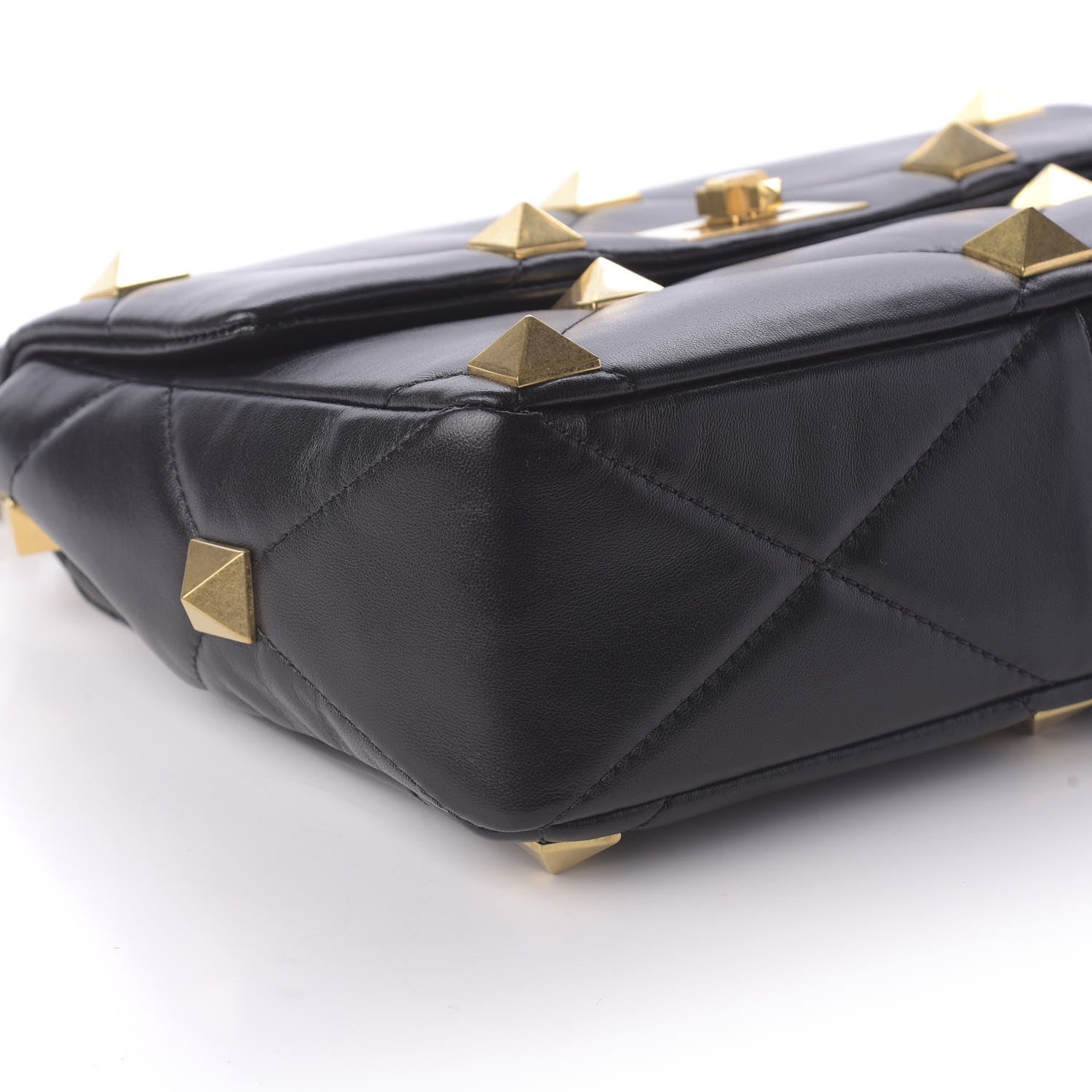 Valentino Garavani Nappa Large Roman Stud Shoulder Bag Black 6 of 10