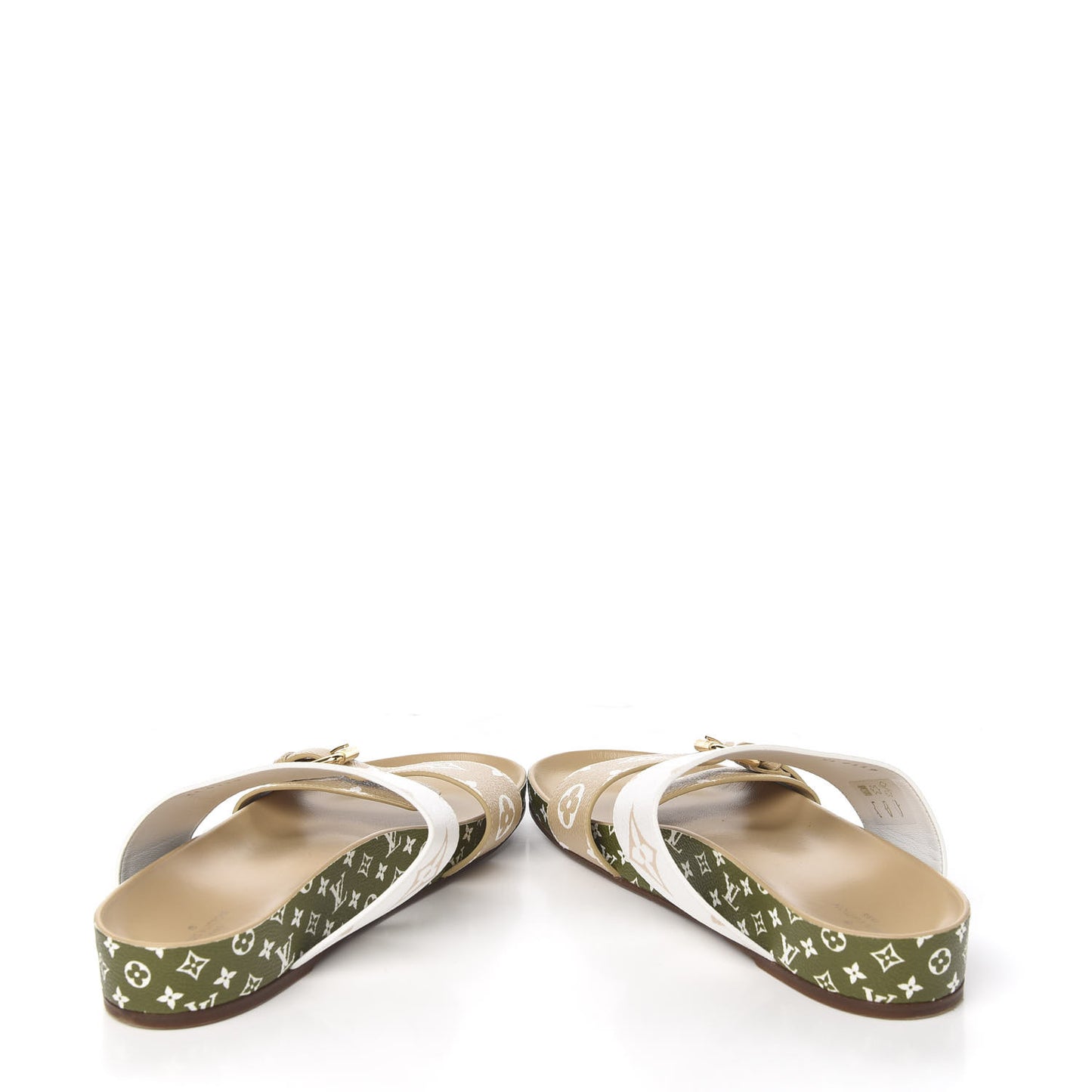 Monogram Giant Bom Dia Flat Mule Sandals 40 White Moka