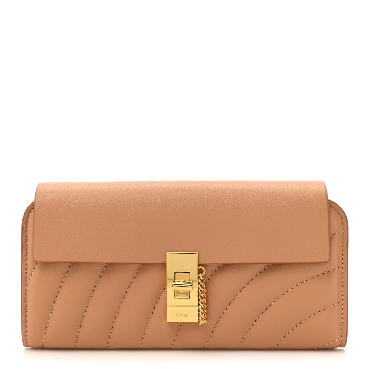 Calfskin Quilted Drew Long Wallet With Flap Blushy Pink
