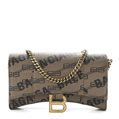 Balenciaga Coated Canvas BB Monogram Allover Logo Hourglass Chain Bag Beige Brown Black 1 of 10